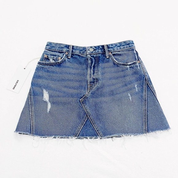 GRLFRND Denim The Eva Short A-Line Skirt with Panels No Stretch SZ26 - Picture 2 of 8
